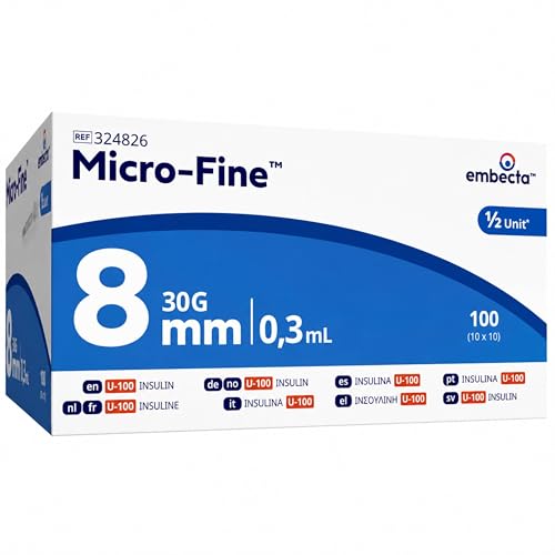 Embecta Micro-Fine 0.3ml U-100 with 30G 8mm Syringe | Multipurpose Use Syringe | Latex-Free CE Certified Pack of 100