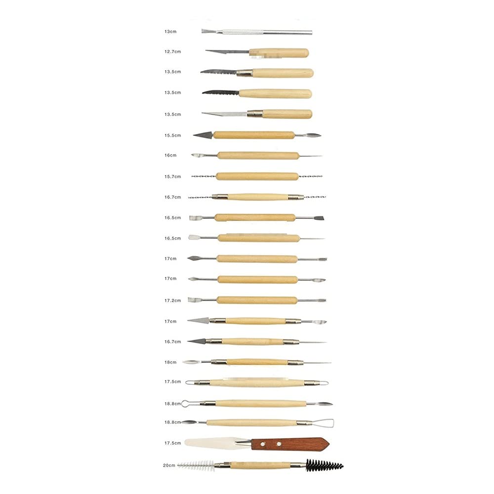Conjunto De Herramientas para Alfarería De Arcilla Artística, Kit De Herramientas para Tallar Arcilla Artesanal, Herramienta para Modelar Arcilla con Mango De Madera Y Cerámica