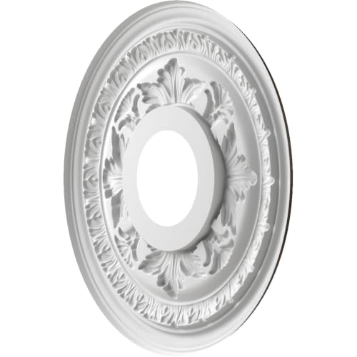 Image of Ekena Millwork CMP13BAERU Baltimore Thermoformed PVC Ceiling Medallion (Fits Canopies up to 5 1 /4 inch), 13 inchOD x 3 1 /2 inchID x 3 /4 inchP, Universal Metallic Rustic Mist