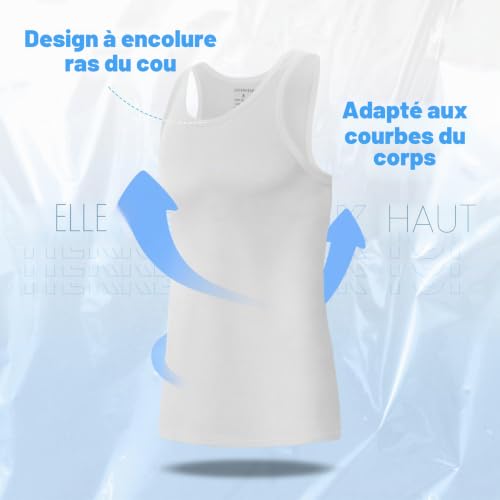 Falechay Débardeur Homme Lot de 3 Maillot de Corps Musculation Blanc XL – vue 6