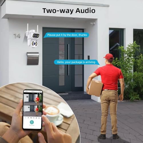 Câmera IP Sem Fio de Segurança Externa, HD 6MP 2.5K Câmera de Visão Noturna Infravermelha WiFi, Dupl