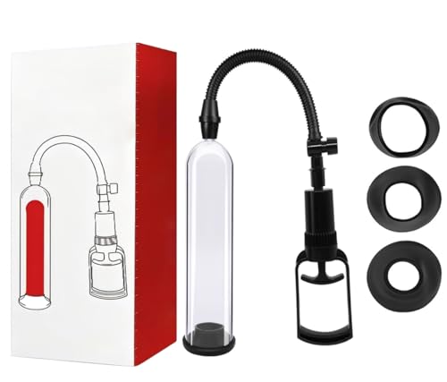 Bomba manual de pene con 3 fundas de silicona – masturbador con vacío para agrandamiento y estimulación intensa – extensor y potenciador de erección para entrenamiento masculino