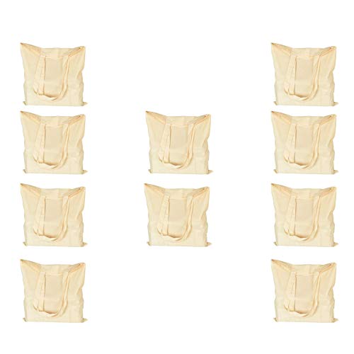 Hochwertige natürliche Baumwolltaschen mit langem Griff; wiederverwendbare Tragetaschen; ideal zum Einkaufen; maschinenwaschbar Cover