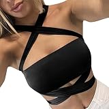 Lulupi Damen Crop Top Sexy Bauchfrei BH-Tops Bandage Schulterfrei Oberteil Shirt Frauen Blusen Sport Bustier Unterhemd Sommer Basic Tanktop Bra