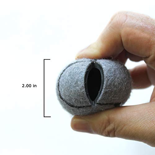 Quiet Glides PreCut Tennis Balls / 20 Count Bag/Grey/Small Golf Ball Size/Snug fit/Long