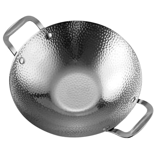 FUNNETOYU Olla de Acero Inoxidable con Doble Asa Antideslizante Sartén Resistente para Cocina y Restaurante Fácil de Limpiar y Duradera