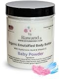 ByRawand Handmade baby powder Body buttercream with Shea & Cocoa butter based with natural oils & Hyaluronic Acid - non greasy, moisturizing (White (Baby Powder))