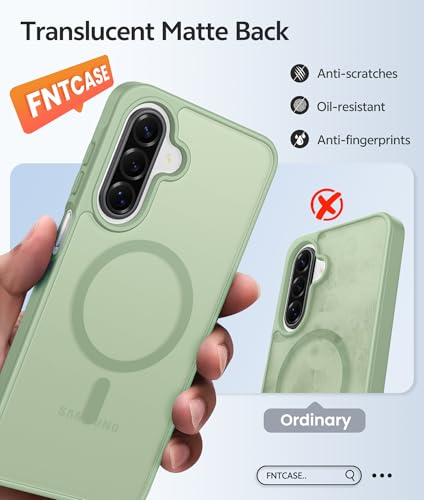 Image of FNTCASE for Galaxy A17 /A16 5G Phone Case: for Samsung A17 Cases [Compatible with Magsafe] [Screen Protector] Matte Translucent Military Grade Protection for Samsung A 17 & A 16 4G Cover - Light Moss