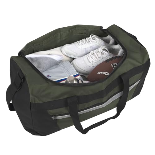 40 Liter, 22 Inch Large Duffle Bag for Women Men Travel, with Reflective Stripe, Adjustable Shoulder Strap (Hunter) - Thumbnail 3