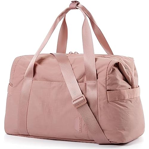 BAGSMART Gym Bag for Women, Carry on Weekender Overnight Bag, Travel Duffel Bags with Trolley Sleeve, Personal Item Travel Bag Tote Bag Workout Dance Bag, Dark Pink
