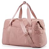 BAGSMART Gym Bag for Women, Carry on Weekender Overnight Bag, Travel Duffel Bags with Trolley Sleeve, Personal Item Travel Bag Tote Bag Workout Dance Bag, Dark Pink