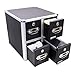 Vaultz CD Case Holder - File Cabinet CD Rack w/ 4 Drawers and Key Locks, 14 x 14.5 x 15.5 Inch DVD Organizer and CD Storage Box - Black