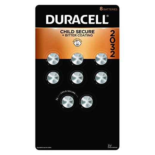 Duracell CR2032 3V Lithium Battery, Child Safety Features, 8 Count Pack, Lithium Coin Battery for Key Fob, Car Remote, Glucose Monitor, CR Lithium 3 Volt Cell
