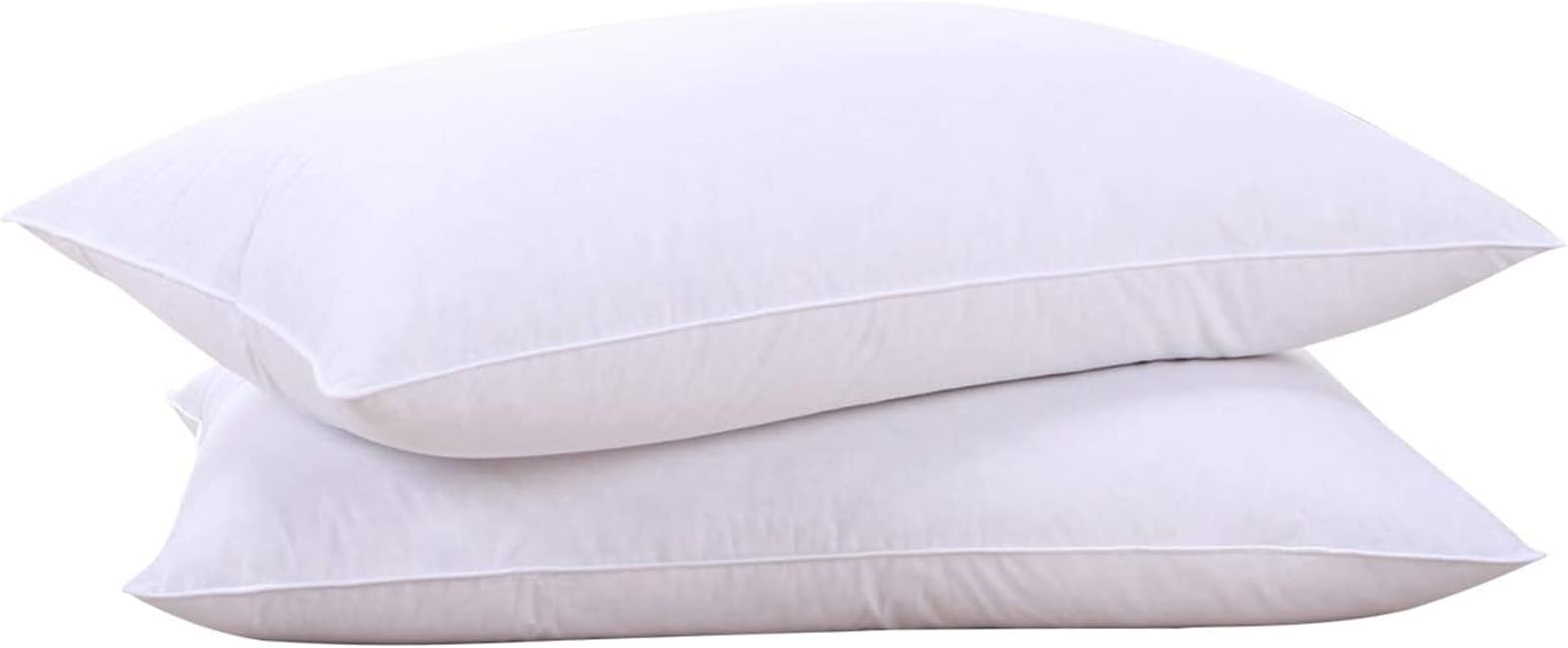 Puredown® Goose Feather Pillow White Down Pillow, Bed Pillows for Sleeping 100% Cotton Fabric Cover Set of 2 Queen White 20 * 28"