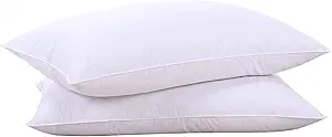 puredown® Goose Feathers and Down White Pillows with 100% Soft Cotton Cover, Bed Sleeping Hotel Collection Pillows Set of 2 Queen Size