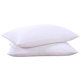 puredown® Goose Feathers and Down White Pillows with 100&percnt; Soft Cotton Cover&comma; Bed Sleeping Hotel Collection Pillows Set of 2 Queen Size