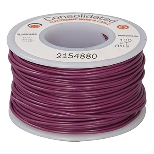Fil de raccordement solide 22 AWG violet câble monobrin rigide 30,5 m