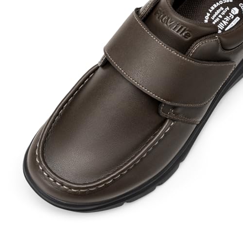 Image of FitVille Wide Diabetic Walking Shoes for Men Leather Oxford Comfortable Dress Business Casual Shoes Sneakers for All-Day Comfort