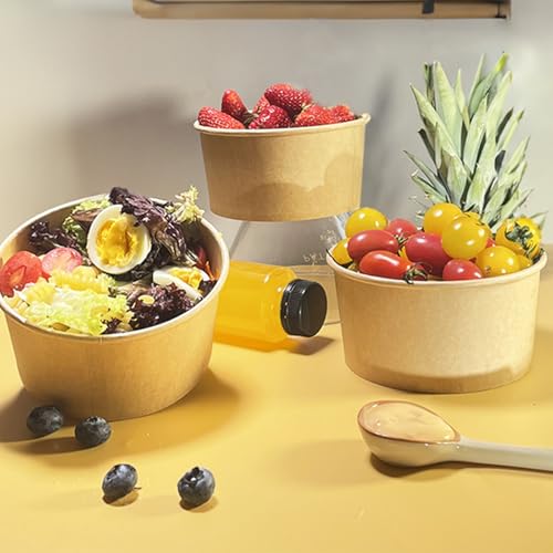 TOPtoper 35 Oz Large Paper Bowls【WITHOUT LIDS】 70 Pack Disposable Soup Bowls Plastic Free Party Supplies for Hot/Cold Food, Soup (35 OZ)