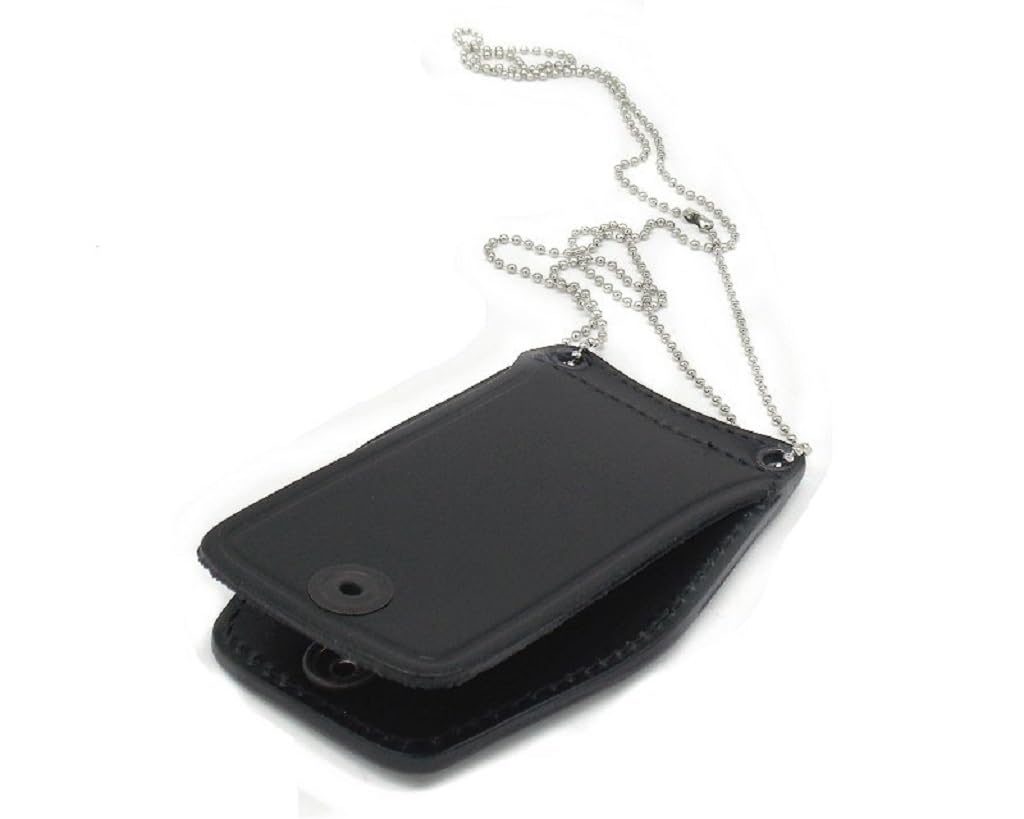 Porta placca Vega in Cuoio con Catenella 1WB09 Nero per placca a Scudo