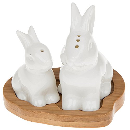 Set di coniglietti in bambù bianco con coniglietto...