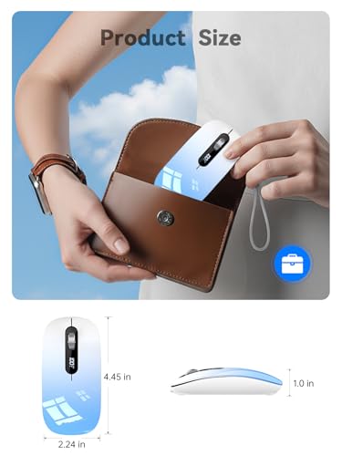 Image of Wireless Bluetooth Mouse, Bluetooth 5.0 /4.0 & 2.4G Tri-Mode, Type-C Rechargeable with LED Screen Display, Ergonomic Silent Click for Laptop /PC /Tablet /MacBook, Multi-Device & Office Use