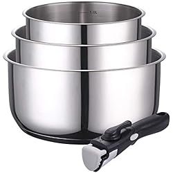 Cacerola Con Mango KAMBERG Juego de 3 Cacerolas en inoxidable 16 / 18 / 20 cm, mango extraíble, todo tipo de fuentes de calor, incluida la inducción