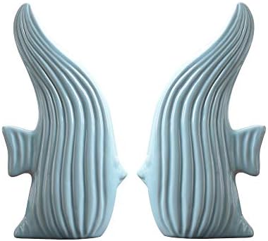 Insiswiner Home Ceramic Decor Fish Figurine Garden Cottage Decorative 2Pcs