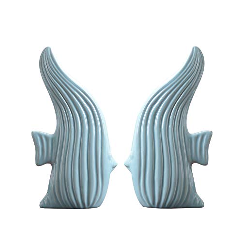 Insiswiner Home Ceramic Decor Fish Figurine Garden Cottage Decorative 2Pcs #TOP2