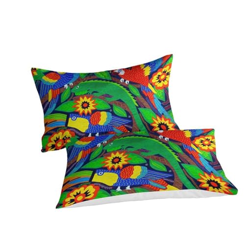 Housses de couettes 3D imprimé perroquet vagues lit double - 6