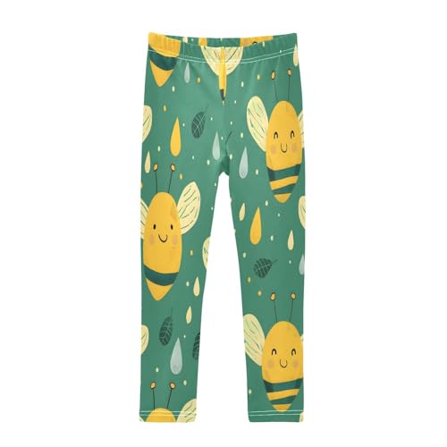 Toddler Girls Leggings Printed Yoga Pants Leggings Yellow Bee for Kids