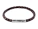 Produktbild AURORIS Echtleder-Armband geflochten 5mm mit Hebeldruckverschluss aus Edelstahl - Länge: 20cm / Farbe: antik-braun