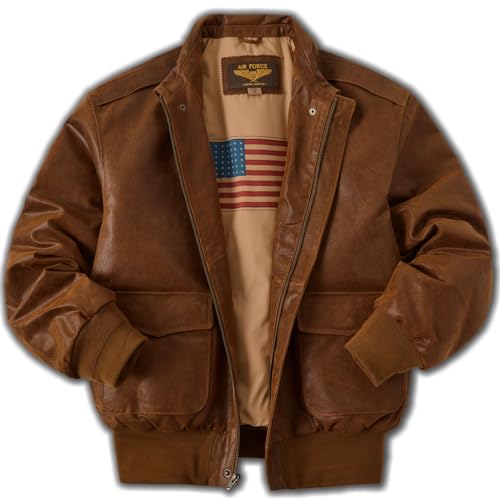 Landing Leathers Men Air Force A-2 Distressed Leather Flight Bomber Jacket (Also available in Big & Tall)