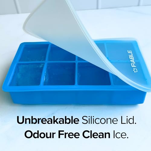 Image of FiABLE Premium Silicone Ice Tray | 8 Large 2-inch Ice Cubes for Cocktails & Drinks, Sturdy Tray with Lid | Easy Release Ice Cubes, BPA Free, 1 Year Warranty - 1 Big Cube Ice Tray