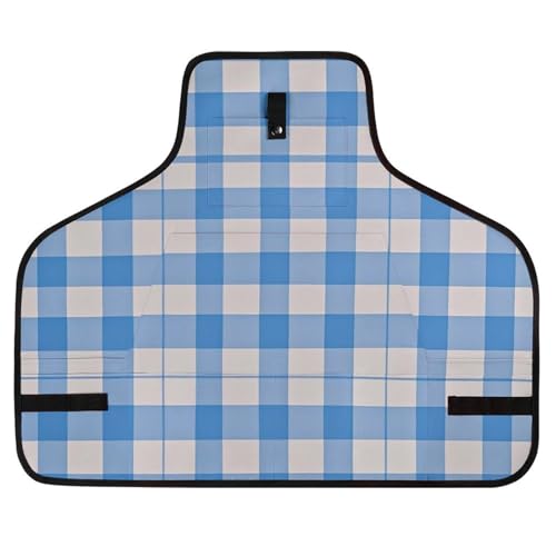 Delantal azul y blanco para trabajo con bolsillos miniatura 1