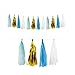 Produktbild Oblique-Unique® Tassel Girlande Quasten Quoddel Quaddel Troddel Papier Streifen Deckenhänger Banner Deko für Geburtstag Hochzeit Jubiläum Party Feier Kindergeburtstag Dekoration - wählbar (Blau Weiss)
