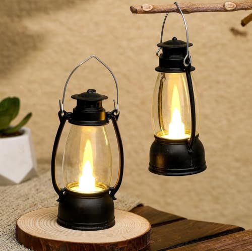 Image of Satyam Kraft 2 Pcs Flameless & Smokeless Acrylic Antique LED Hurricane Lantern Lamp and Wall Hanging Led Candle Light Holder for Home Decor, Drawing Room, Living Room, Valentine Decor