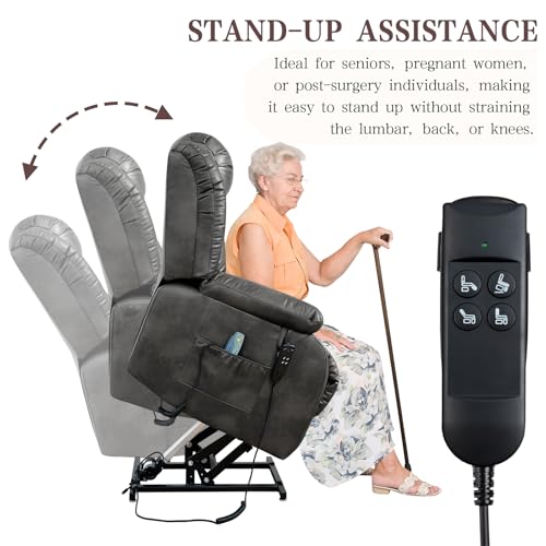 Image of Infinite Position Lay Flat Power Lift Recliner Chair for Elderly, Grey
