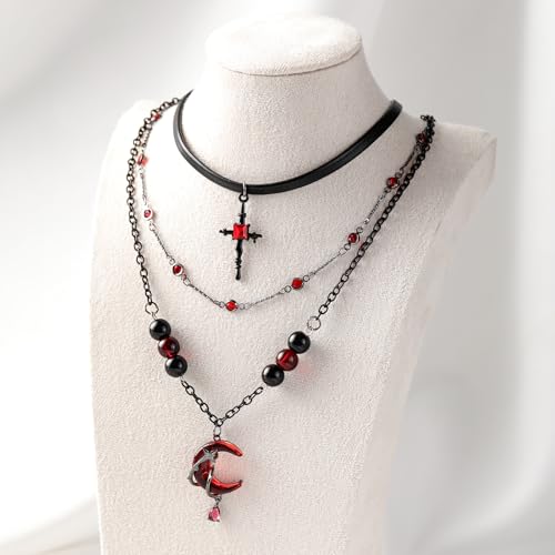 MOSTORY Black Gothic Necklace for Women - Goth Choker for Women Witch Jewelry Dark Renaissance Fairy Accessories4