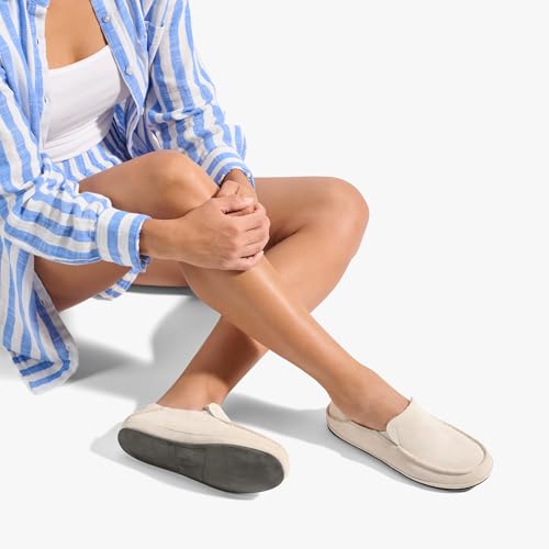 Image of OLUKAI Nohea Slipper, Women's Slip-On Shoes, Genuine Shearling & Premium Nubuck Leather, Drop-In Heel Design, Cozy & Ultra-Soft Comfort Fit