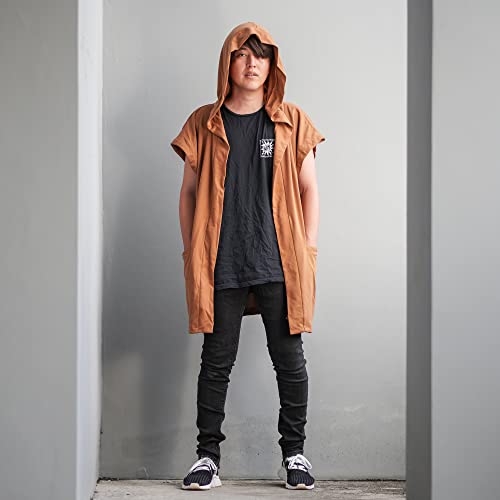 Image of Men's Sleeveless Noragi Hoodie Oversized Kimono Jacket One Size Vest Cardigan Gym Coat (Golden Mustard)