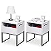 Lot de 2 Tables de Chevet，Table avec Petit Tiroir et Compartiment de Rangement Ouvert en Bois，Blanc Tables pour Chambre et Salon