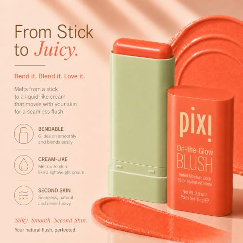Image of Pixi On-the-Glow Blush - Juicy, Hydrating Tinted Moisture Blush Stick with Ginseng, Aloe Vera & Fruit Extracts, For Cheeks & Lips, 19g / 0.6oz, Paraben-Free