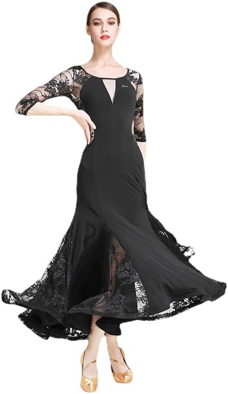 HEARTTOUCH Women Ballroom Dance Dress National Standard Dance Skirt Long Modern Waltz Tango Dance Costume for Competition