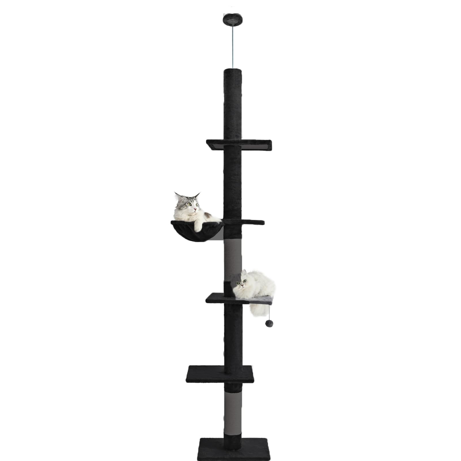 Photo 1 of ***HEAVILY USED (HAIR)*** ABCPET Floor to Ceiling Cat Tree,5 Tiers Tall Cat Tower with Adjustable Height(98-110),Cat Tree Floor to Ceiling with Cozy Hammock,Sisal Scratching Posts,Platforms,and Hanging Balls for Large Cats