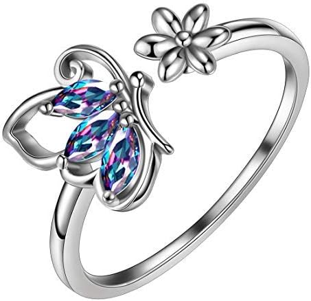 Aurora Tears 925 Sterling Sliver Butterfly Necklace Earrings Rings Birthstone Jewellery Set Pendant Dating Pendant Gifts for Women and Girls