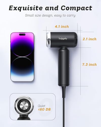 SUPGALIY Dual Voltage Travel Hair Dryer Mini High Speed Blow for Fast Drying Ionic - image 4