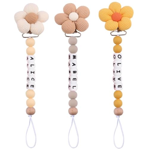 Personalized Flower Pacifier Clip with Name to Soothe Babies Creative Silicone Pacifier to Prevent Chain Loss