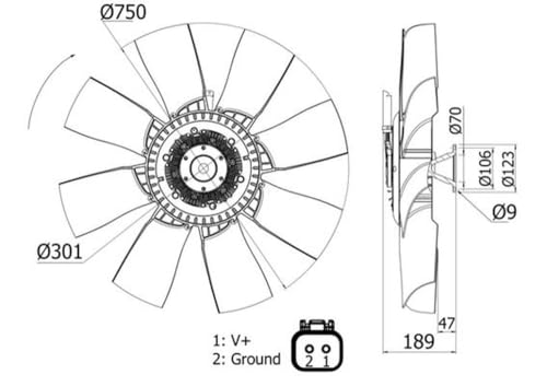 MAHLE Radiator/condenser fan WG^[t@ RfT[t@ SCANIA 4 - series 164 C/580 05.2000-04.2008 CFF 421 000S