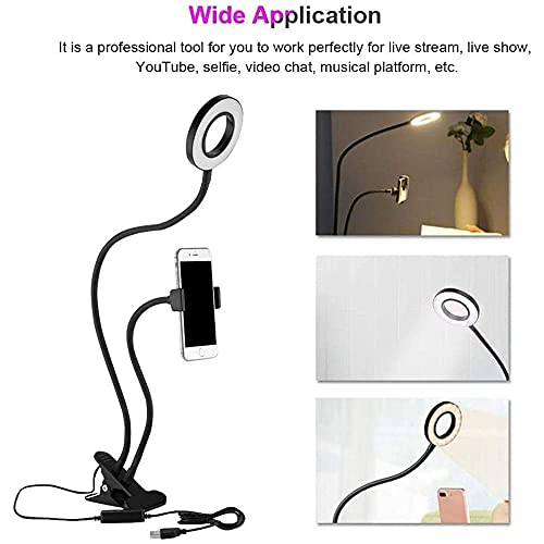Anillo de luz led dimmable con brazo largo flexible de 360° para vídeos con móvil 3